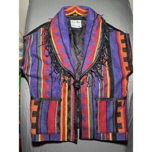 Vintage Pioneer Wear Wool Leather Fringe Western Jacket Coat 70s